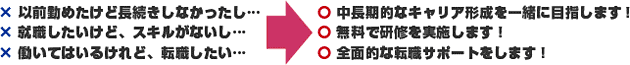第二新卒の皆様と中長期的なキャリア形成を一緒に目指します!